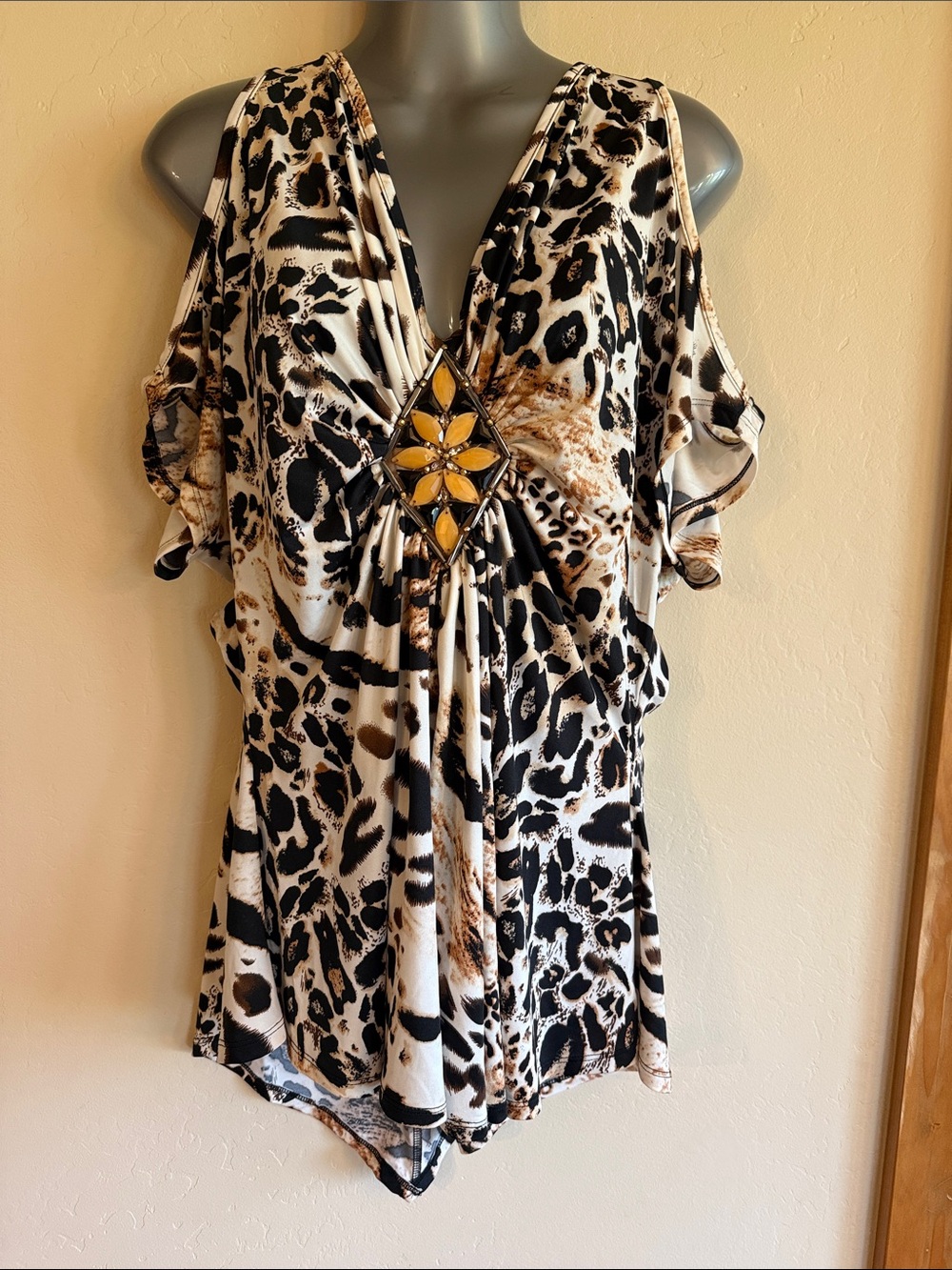 VENUS Animal Print Tank Top with Gold Accent
